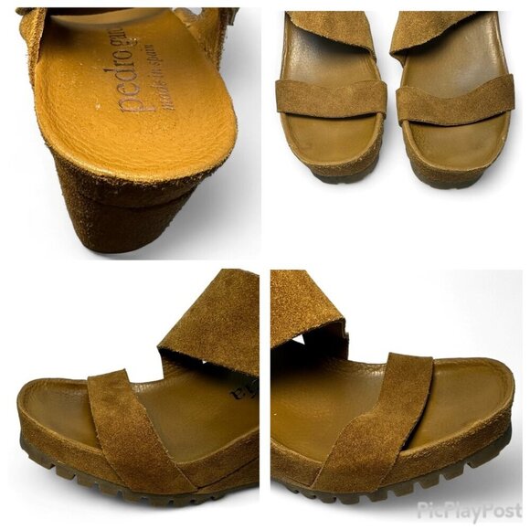 PEDRO GARCIA Jouri Platform Suede Wedge Sandals, Tan, EU 37.5, NWOB - Picture 6 of 13
